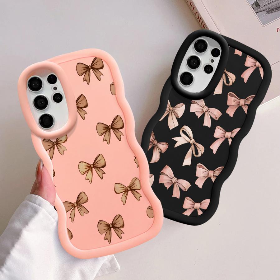Soft Phone Cover Case for Samsung Galaxy S20 FE S21 A26 A25 S24 S25 S23 Plus S22 Ultra A54 A24 A35 A55 A34 A36 Pink Bow