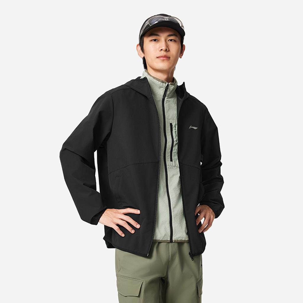 Li Ning Fitness Series Hooded Logo Stitching Zipper Windbreaker Men Outerwear AFDVE81-4