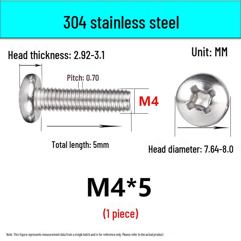 In-Stock 304 Stainless Steel Phillips Pan Head Machine Screw GB818