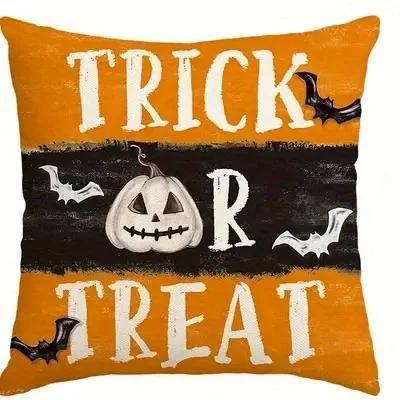 Trick Or Treat And Happy Halloween Themed Pillowcases For Spooky Decor! Sofa Cushion Cover Holiday Party Decoration Gift