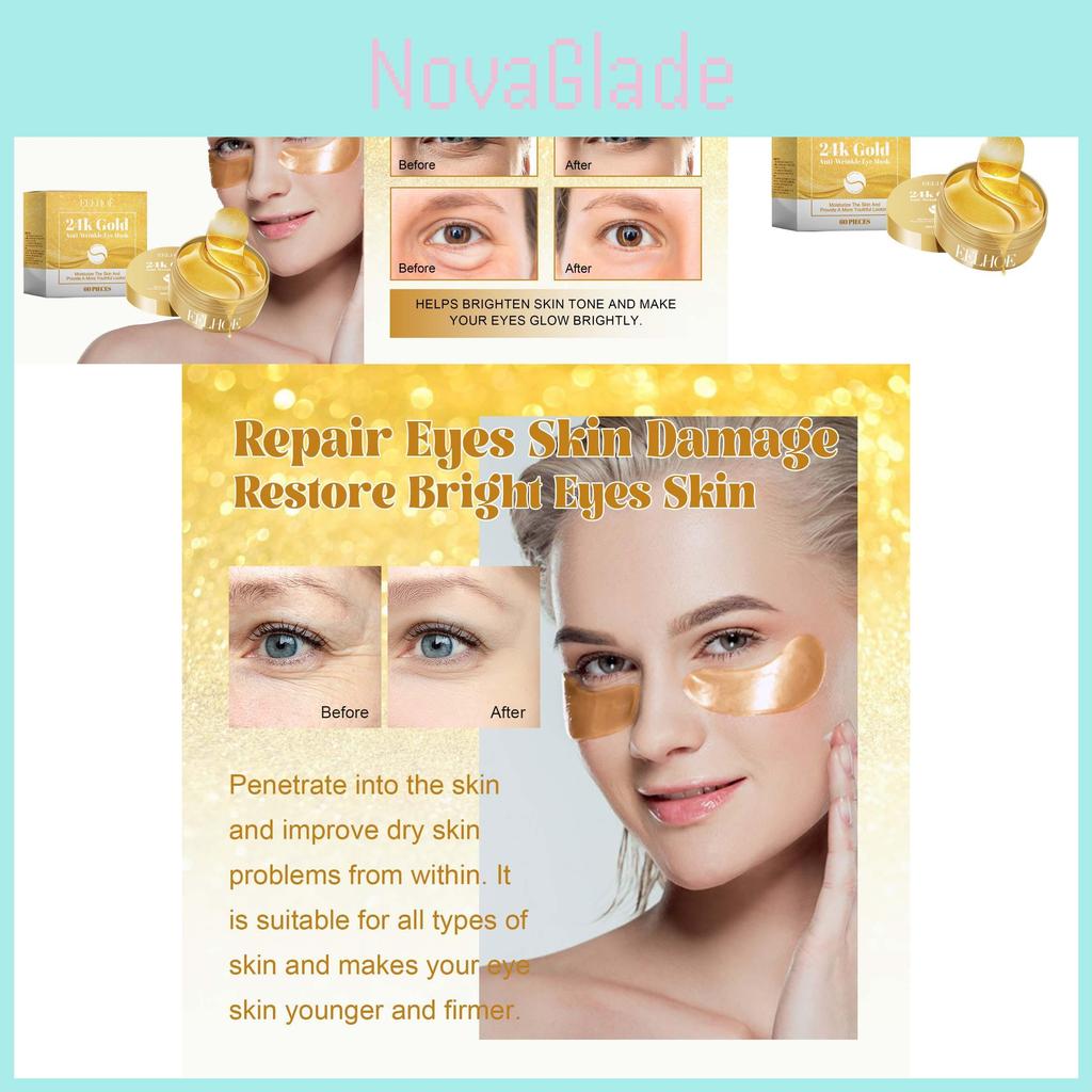 Eelhoe 24k Gold Eye Mask For Hydration And Brightening Of Eye Skin With 60 Pieces