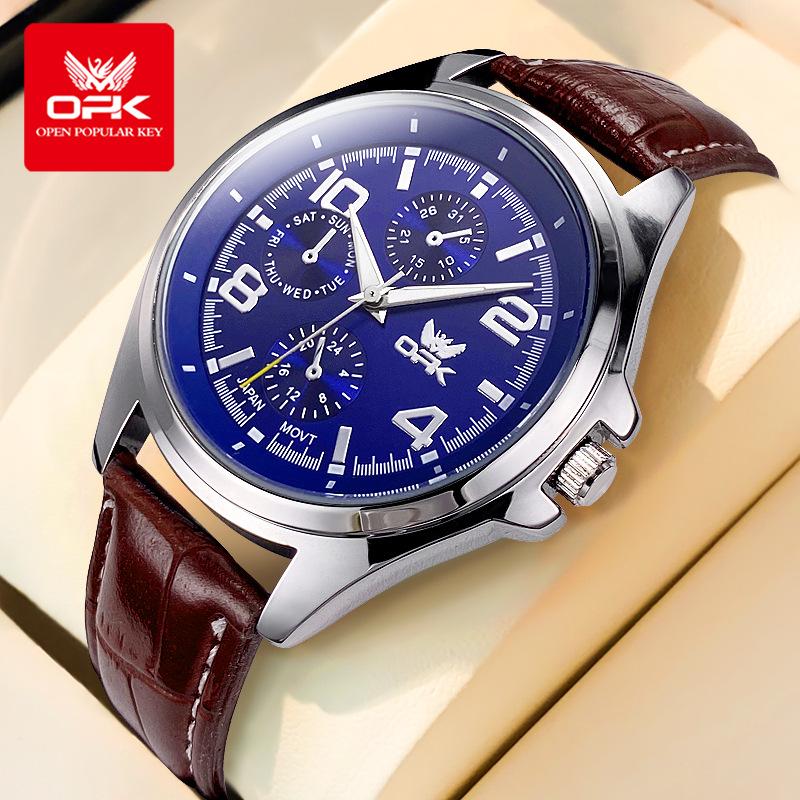OPK 6017 Classic Simple Men Business Style Watch Waterproof  Luminous Stainless Steel Watches Hot Sale Male Quartz Wristwatches