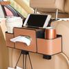 Yousheng Car Storage Box Organizer with Tissue Dispenser Dual Cup Holders Phone Pocket Water-resistant Back Seat Storage Box for SUV Sedan Travel Use