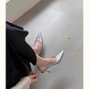 New Style Elegant High Heels Silver Pumps Women Summer Slingbacks Pointed Toe Party Shoes Woman Solid Thin Heeled Sandals Ladies