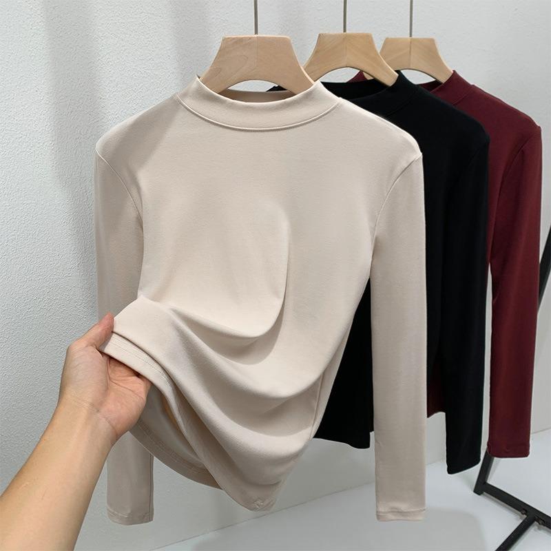 

Женская рубашка на пуговицах со стойкой, новая женская одежда, однотонная футболка с длинным рукавом Baita, осенне-зимний топ с внутренней талией 2XL