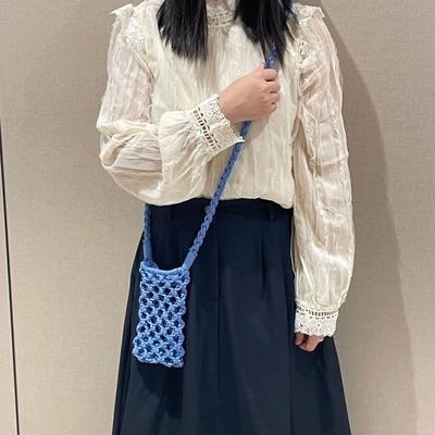 Neue tragbare Crossbody-Handytasche Hohlstrick-Einfarbige Handytasche Häkeln Leichte Handtasche Geschenke