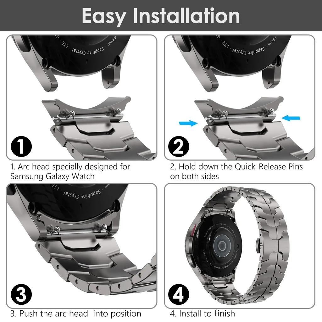 No Gaps Stainless Steel Band for Samsung Galaxy 6 Classic 47mm 43mm 5pro 45mm Men Link Strap for Galaxy 7 6 5 4 44mm 40mm FE