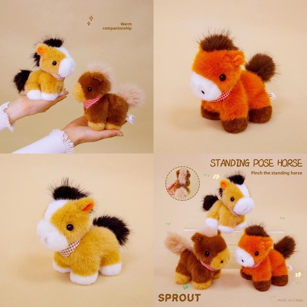 Cute Plaid Scarf Pony Plush Toy Doll Desktop Decoration Ornament For Children And Kids Gift
