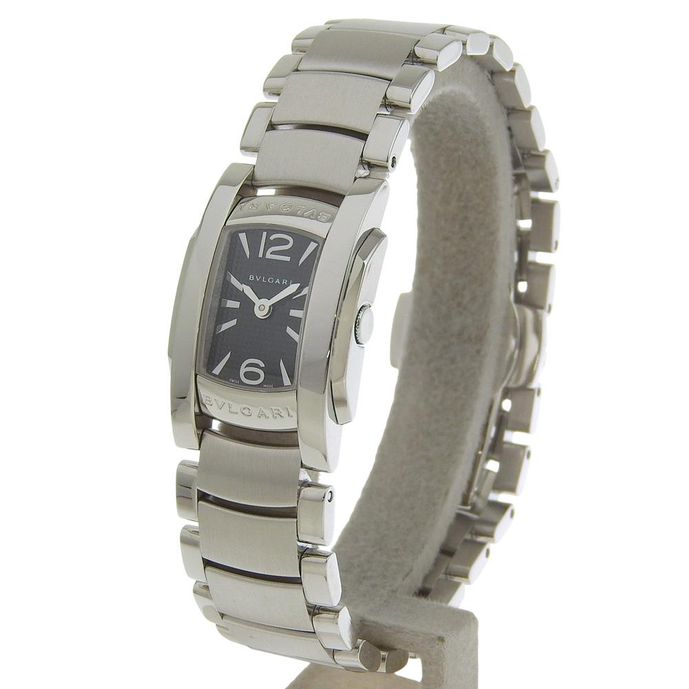 Bvlgari Assioma Watches AA26S blackDial Stainless Steel Quartz Analog Display Women Used