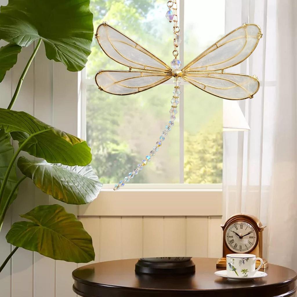 1PC Suncatcher Crystal Hanging Dragonfly Ornament Window Garden Decoration