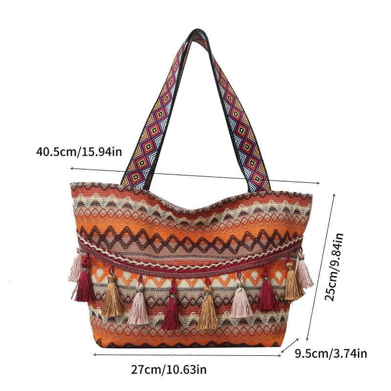 Ethnic Style Women Shoulder Crossbody Bag with Large Capacity Fashionable & Simple Tote Bag Women Commuting Tote Bag  Red