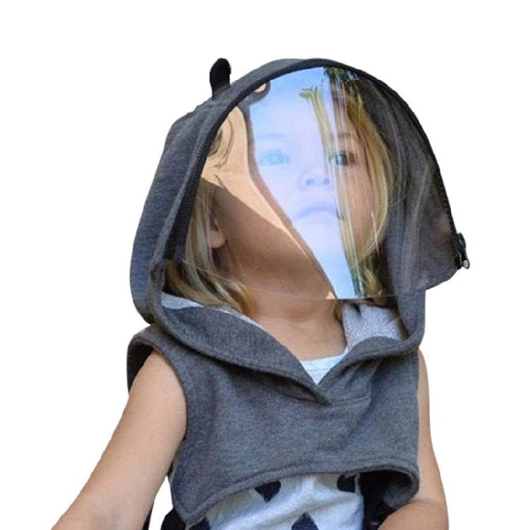 

Kids Child Hood Hat with Full Face Shield Cover Thick Warm Earflap Pullover Cap 1 серый
