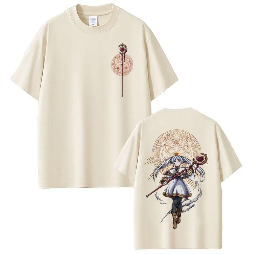 Anime Frieren Beyond Journeys End Frieren T-shirt Manga Sommar T-shirt Herr Dam Mode Kortärmad Bomull Lös T-shirt