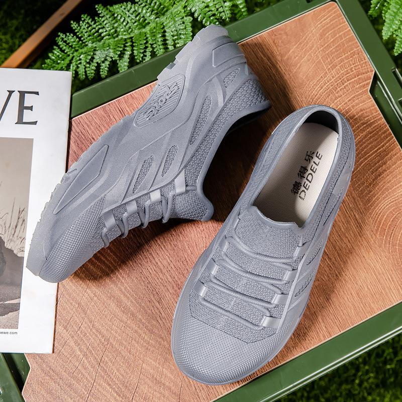 Men's foam rain shoes non-slip and waterproof fashion rain boots fleece thermal rubber shoes lightweight soft sole short tube water shoe cover shoes