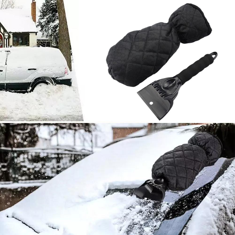 1Set Car Windshield Ice Scraper Waterproof Gloves Auto Snow Defroster Warm Gloves With Shovel Brush Cleaning Snow Removal Tools