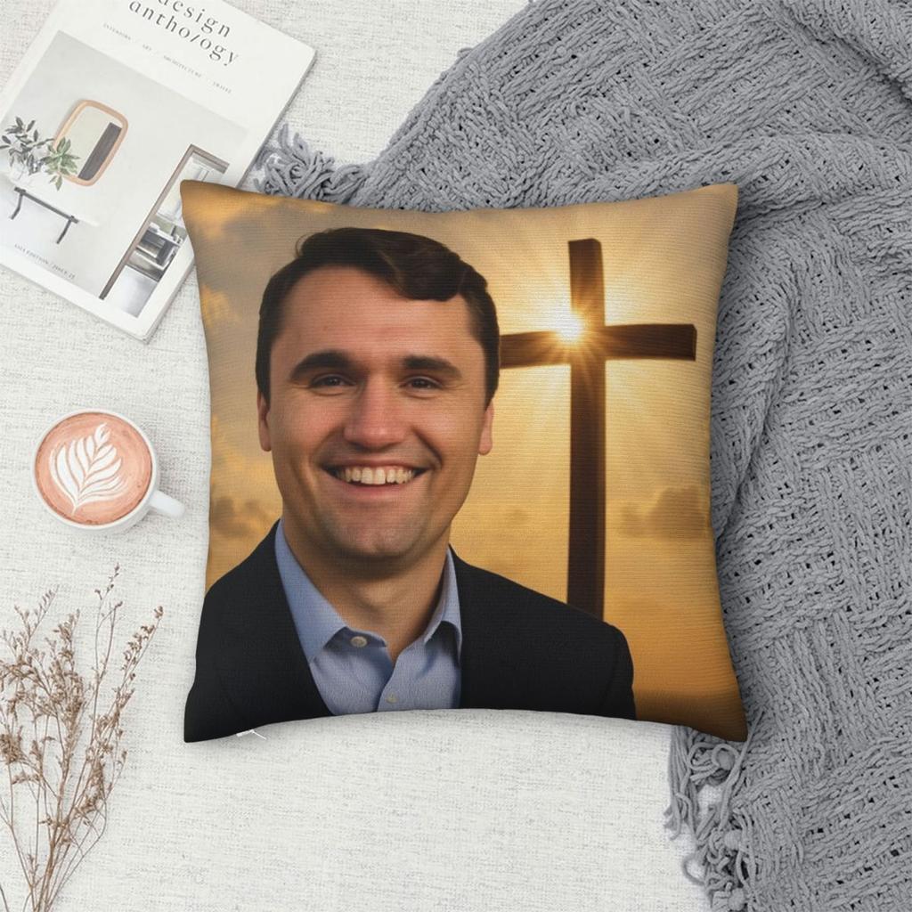 Charlie Kirk Federa Cuscino Gesù Stampa a Caldo Federa Cuscino Decorativa Copricuscino per Divano Multimisura