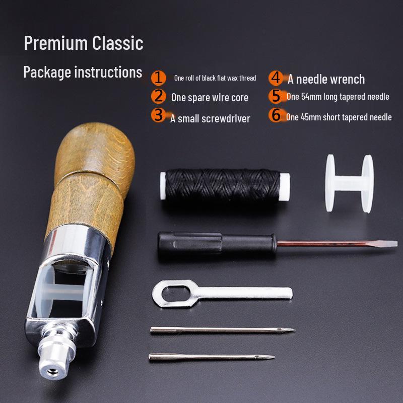 Leather Hand Stitcher & Sewing Machine Kit: DIY Cowhide Leathercraft Tools, Equipment, Diamond Awl, Hand Sewing Awl