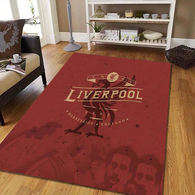 Liverpool Football Club Flanellmuster Quadratischer Teppich, Läufer, Teppich für Wohnzimmer Schlafzimmer Sofa Spielzimmer Dekor, Rutschfeste Fußmatte