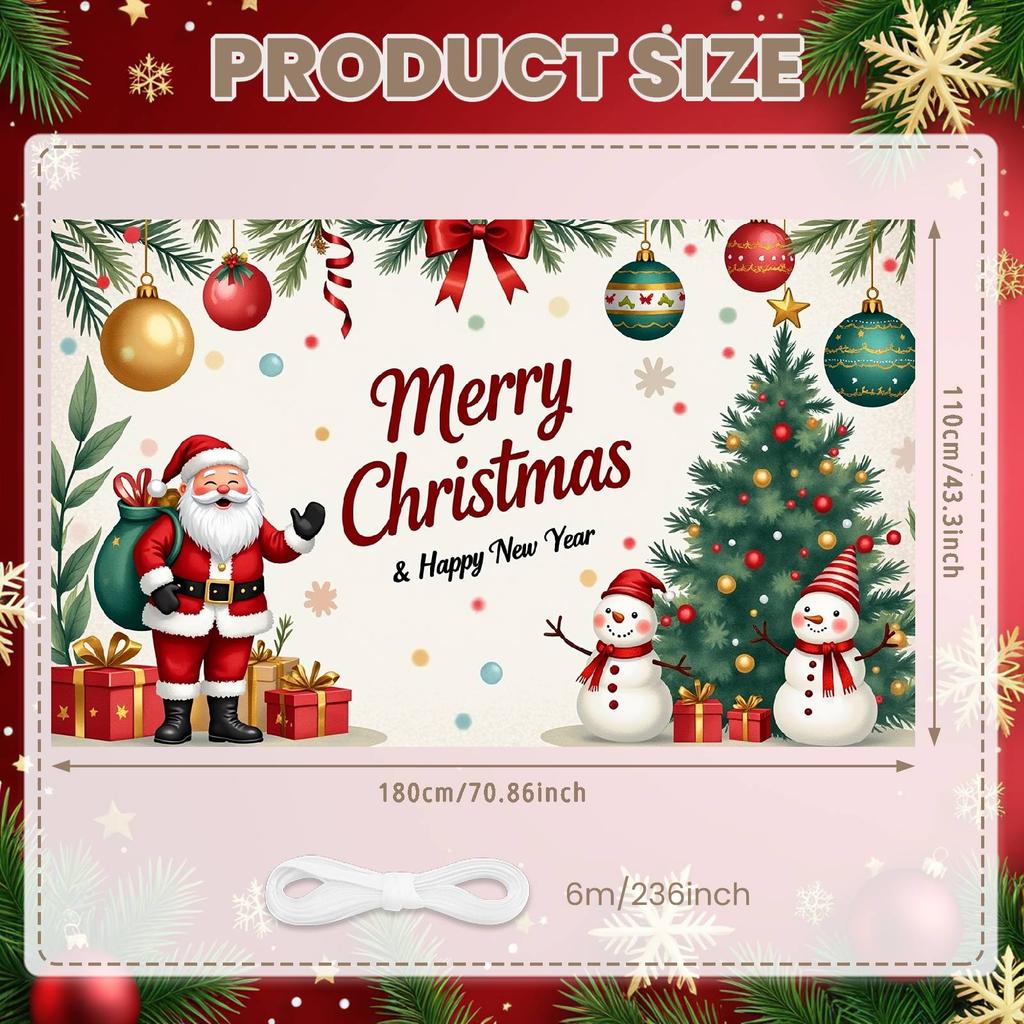 Holiday Banner Green Leaves Merry Christmas Banner Snowman Banner Christmas Theme For Indoor Event New Year Celebration Family