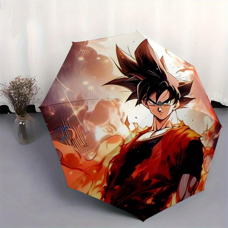 1pc Super Saiyan Goku Automatic Opening and Closing Umbrella - Lightweight 3-Fold Design, Suitable for Fans, Travel, Daily Use, Interesting Shape, Con