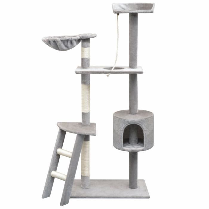 Arbre à chat - vidaXL - 150 cm - Gris - Sisal - Peluche douce