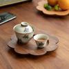 TLXT Floral Solid Wood Serving Plate & Tray