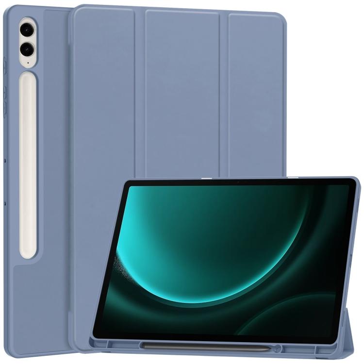 3-Fold Pure Color TPU Smart Leather Tablet Case with Pen Slot