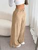 Women Low Waist Corduroy Wide Leg Pants Split Hem Vintage Straight Trousers Commuter Casual Long Pants Streetwear Trousers