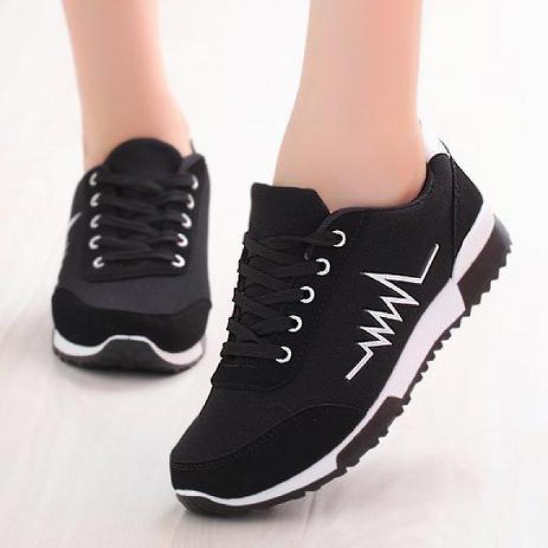 Spring Summer Wedge Casual Shoes Breathable Mesh Women Shoes Lace-up Platform Sports Shoes Red Black Women Sneakers Basket Femme