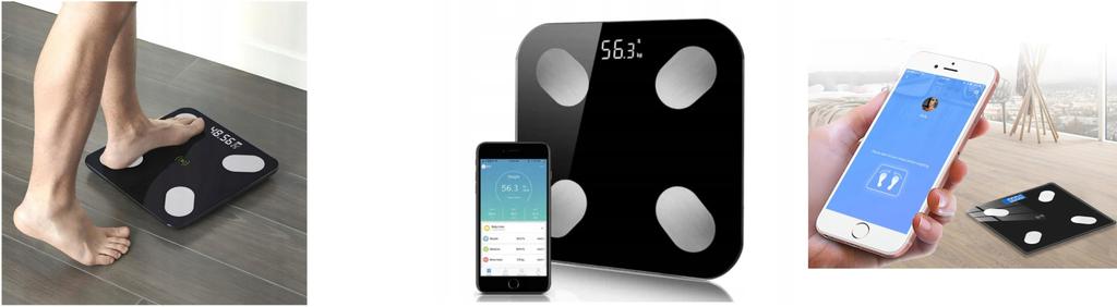 Intelligente Bluetooth Analyse-Badezimmerwaage, Schwarz + 150cm Maßband