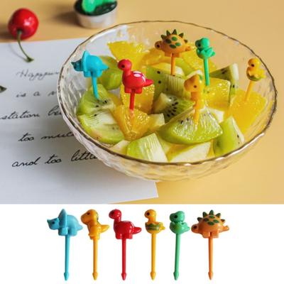 6 Teile/satz Entzückende Mini Dinosaurier Obst Gabeln Niedlichen Cartoon Tier Bento Stick Dekoration Gabel Obst Stick