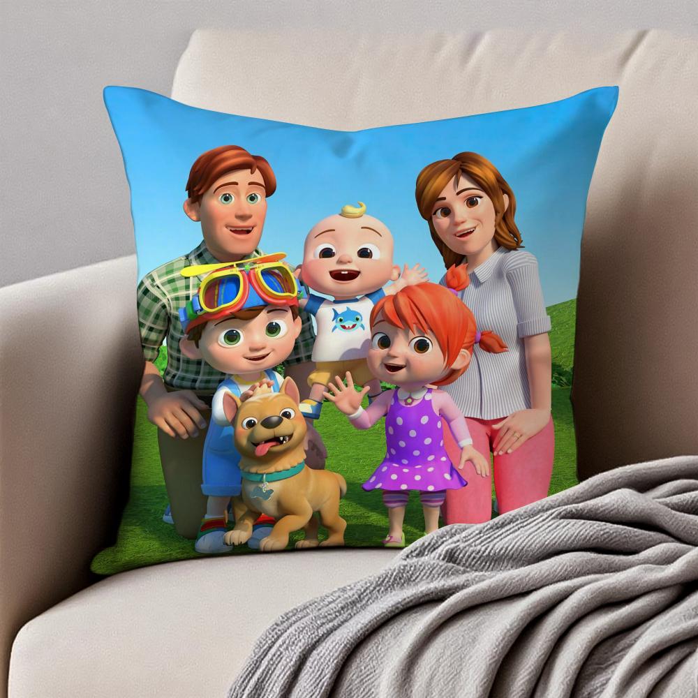 

Cute American Children Cartoon CCocomelon Cushion Cover Pillowcase Antidustmite Invisible Zipper Short Plush Sofa Cushion 30X30cm