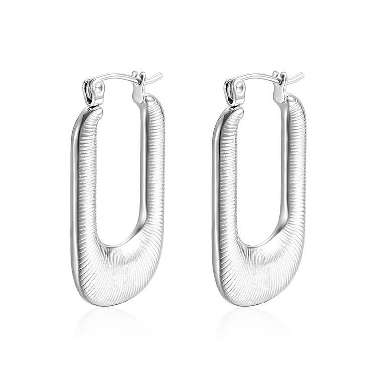 Trendy Women's 18K Gold U-Shape Stainless Steel Earrings