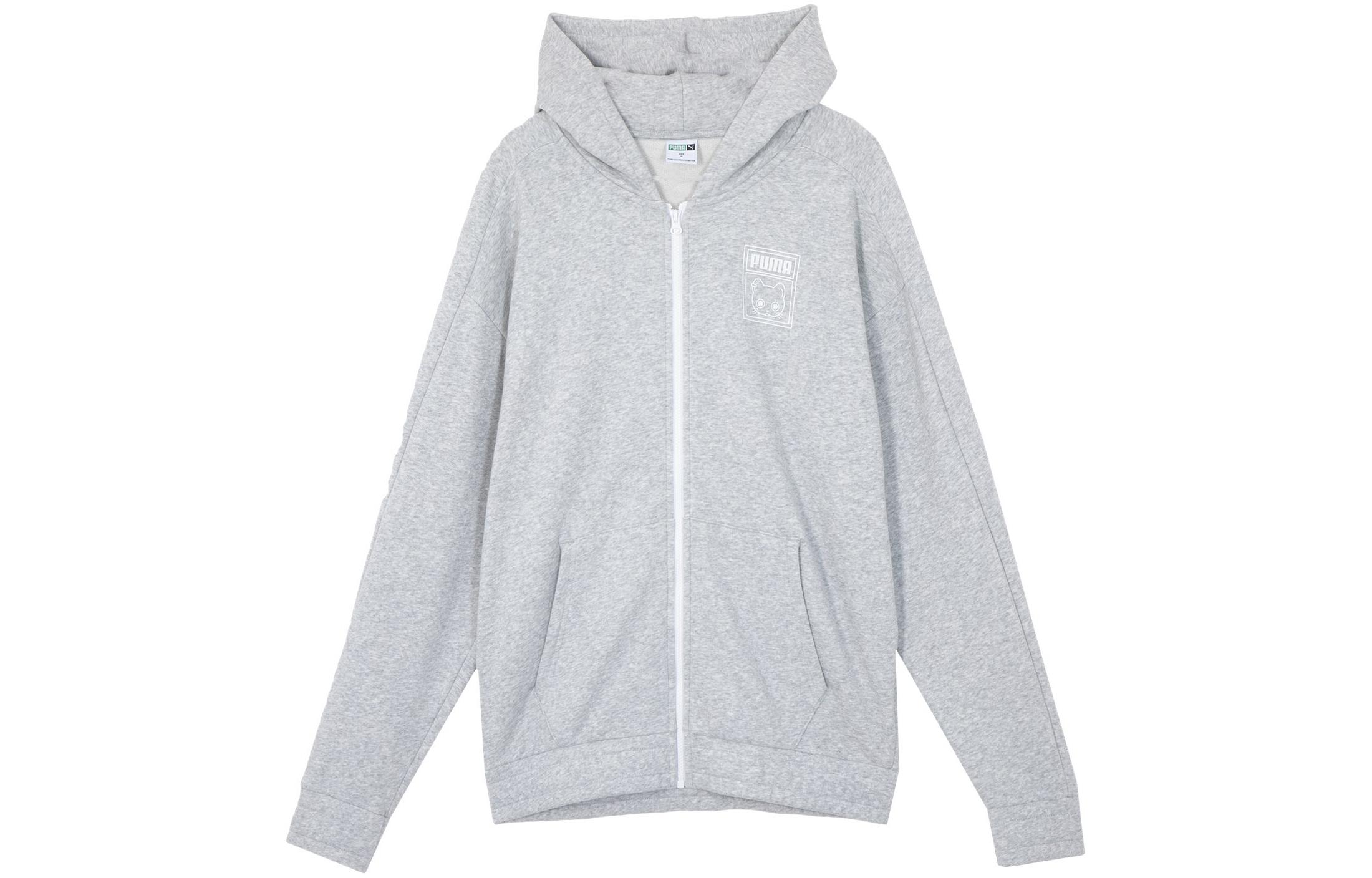 PUMA NEKO GRAPHIC T7 FZ HOODIE Sweatshirt Unisex Light Mixed Gray 627267-04 S