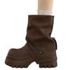 European big head zipper platform muffin Martin boots locomotive boots niche hot girl trouser tube stacking boots small women's shoes