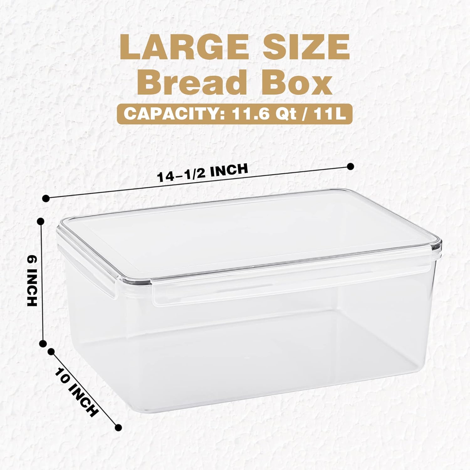 Tiawudi 2 Pack Large Bread Box for Kitchen Countertop, Airtight Bread Storage Container for Homemade Bread and Bakery Loaf, Plastic Bread Keeper,