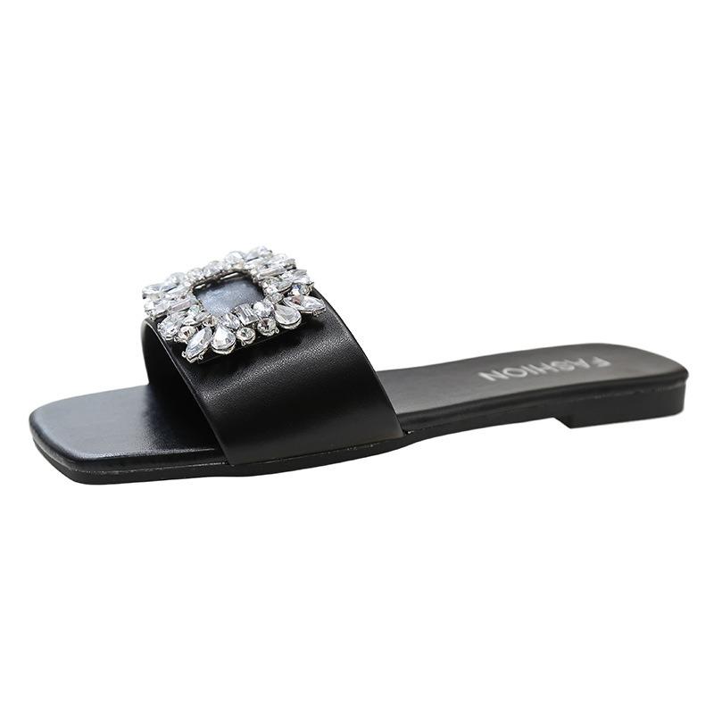Rhinestone slippers women's summer wear new lightweight sandals women's summer one-word slippers