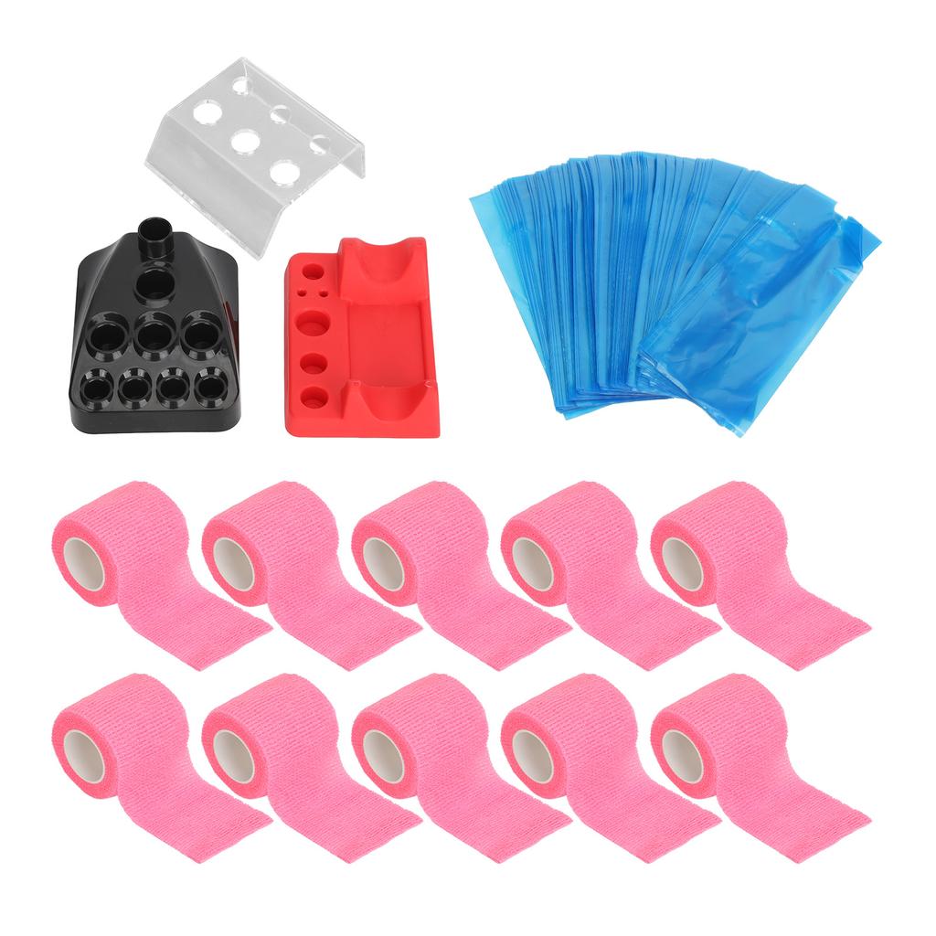 10pcs Tattoo Pen Elastic Bandage 200pcs Blue Tattoo Machine Pen Covers 3pcs Tattoo Ink Cup Holder