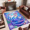 Alfombra de Suelo de Terciopelo de Cristal con Temática de Unicornio, Alfombra Cálida Personalizada con Nombre y Texto, Decoración del Hogar