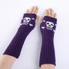 Winter Warme Fäustlinge Strick Fingerlose Armstulpen Warme Fahr-Armstulpen Totenkopf Dehnbar Weiche Handschuhe Halloween Kostüm