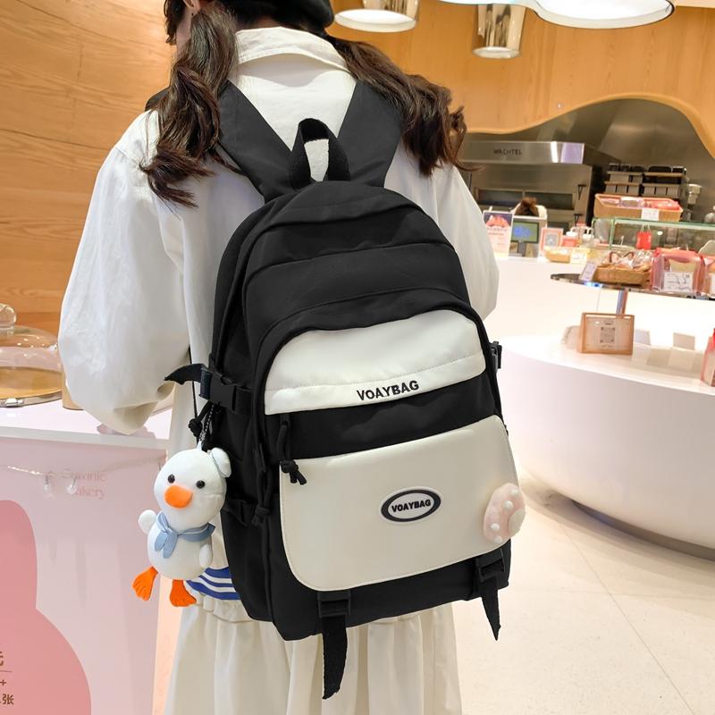 Contraste de Couleurs Sac d'École Étudiant Style Collège Sac à Dos Féminin Grande Capacité Sac d'École Étudiant Collège