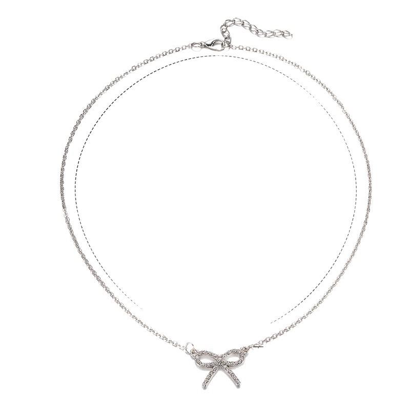 Bow versatile necklace women's sweet temperament collarbone chain simple and high-end summer necklace accessories