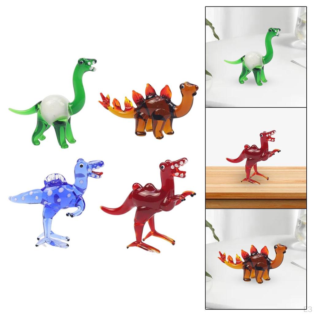 Glass Dinosaur Tiny Animal Figurines Decor Delicate Details Waterproof
