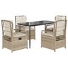 VidaXL Garden Dining Set with Cushions 5pcs Beige Poly Rattan 3263015