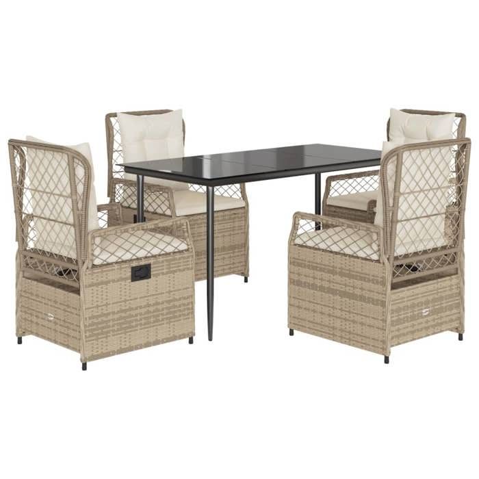 VidaXL Garden Dining Set with Cushions 5pcs Beige Poly Rattan 3263015