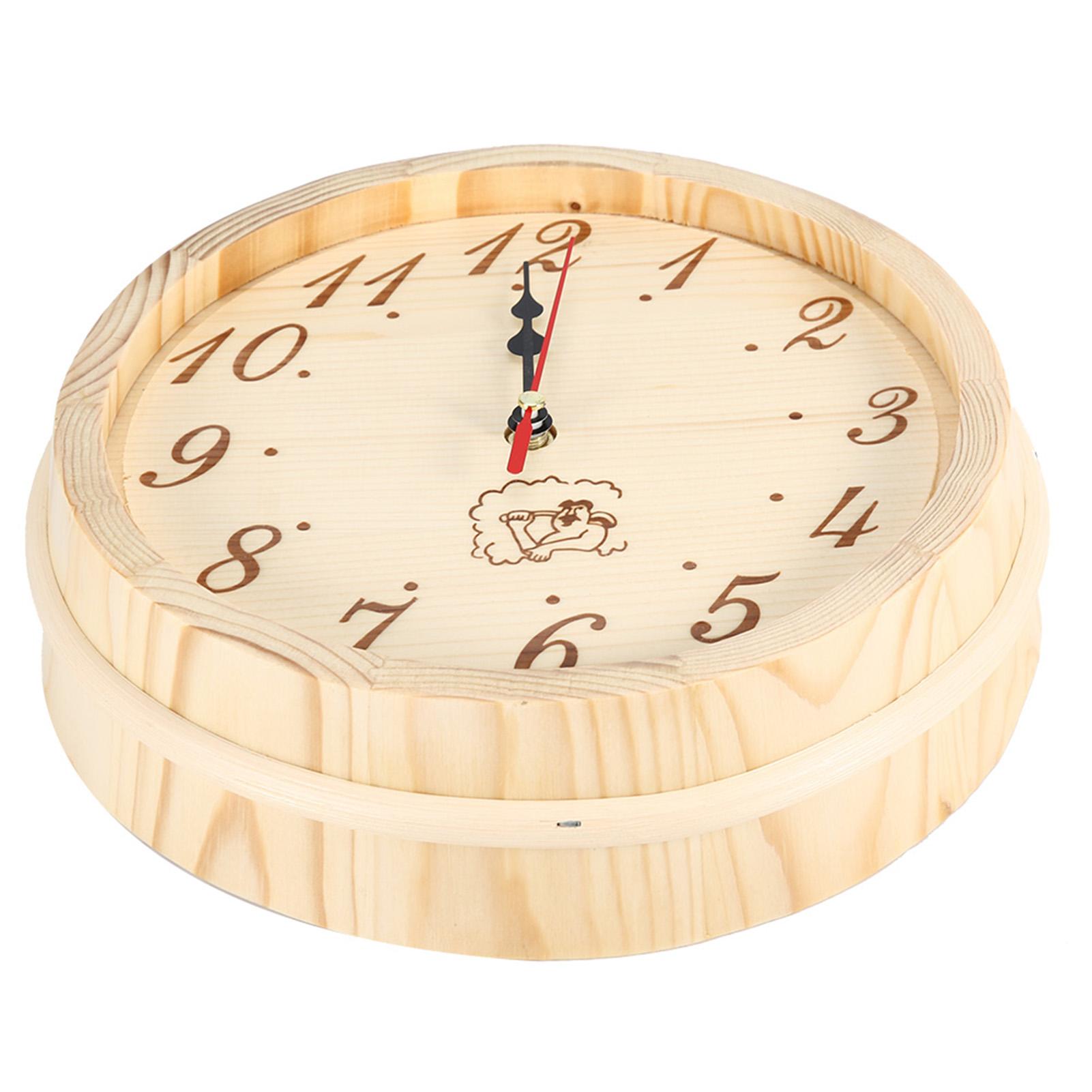 

23cm Diameter Sauna Clock Wall Hanging Wooden Clock for Sauna Room Home Office Use