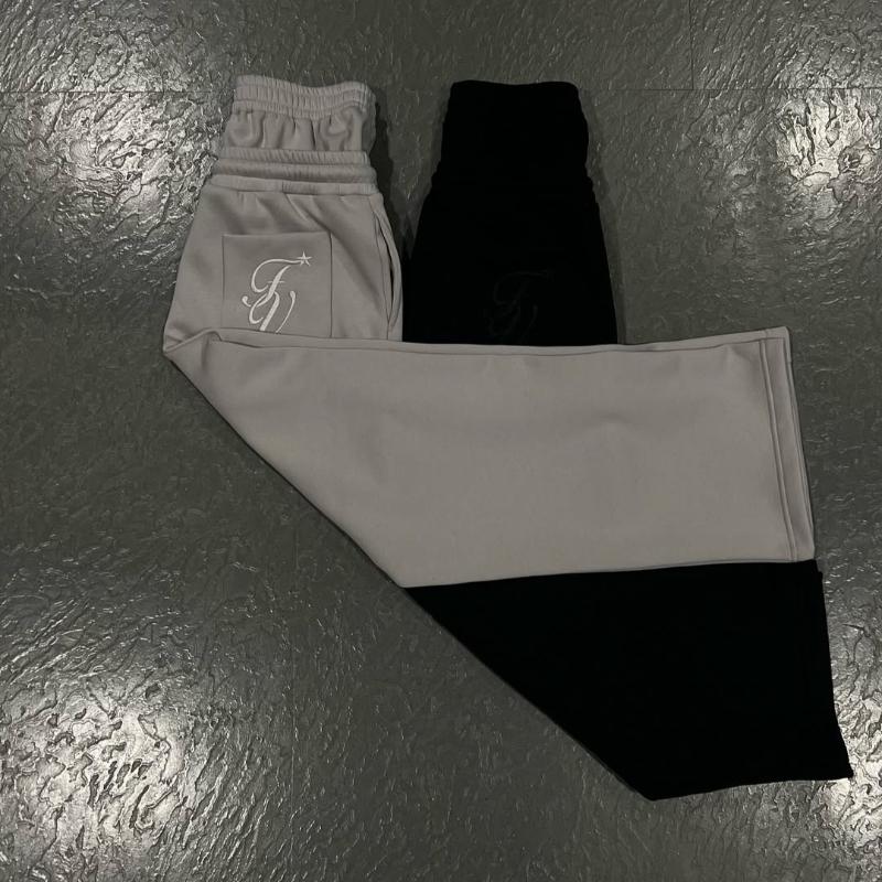 Evropské a americké ležérní jednoduché párové výšivky módní kreativní dvojitý pas skládací tepláky