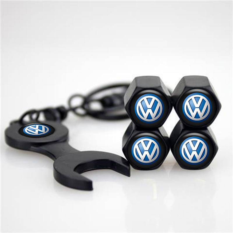 5pcs Metal Car Wheel Tire Valve Caps Case Tools Included For Volkswagen VW GTI Golf Polo Passat CC Tiguan T-ROC Jetta Taigo MK3 zf9