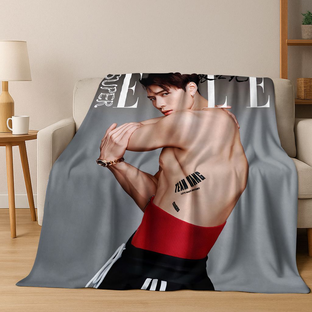 3D Jackson Wang Art Singer Star Flannel Blanket,Cozy Soft Throw Blanket for Home Bedroom Bed Sofa Picnic Office Cover Kids Gift