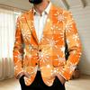 Men's Corduroy with Christmas Print Business Casual Suit Jacket for Holiday Party